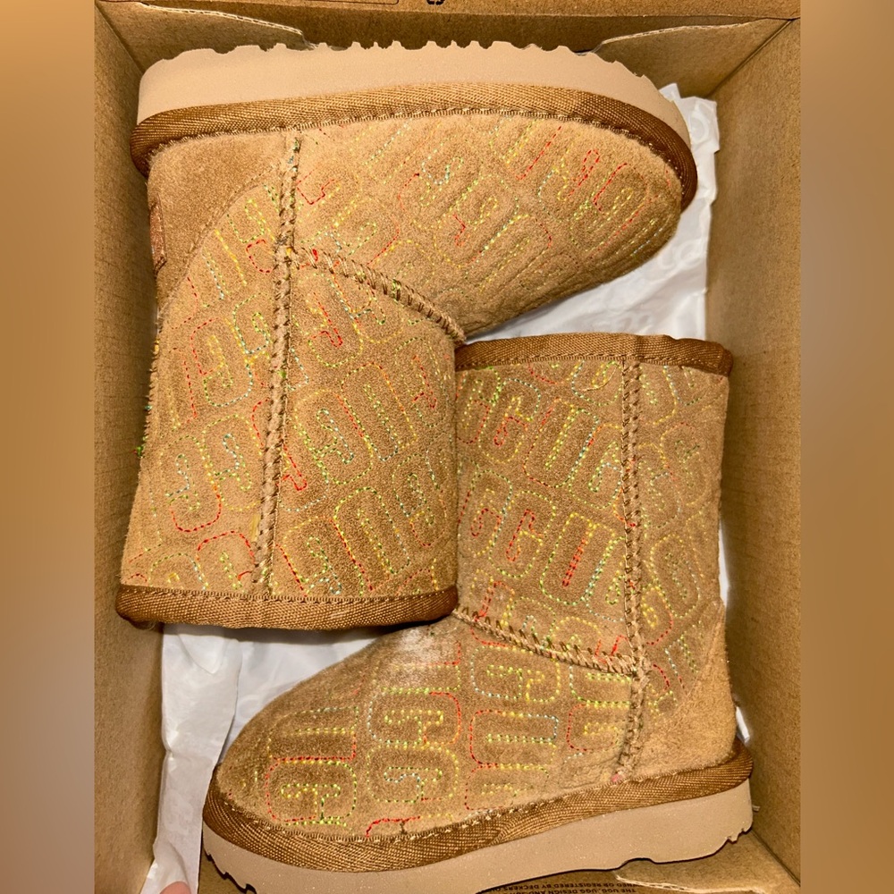 UGG Tan Boots with Multicolor Stitching